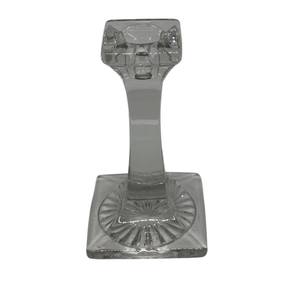 VTG‎ MCM Crystal Square-Base Candlestick Holder Taper Candle Elegant Home Decor